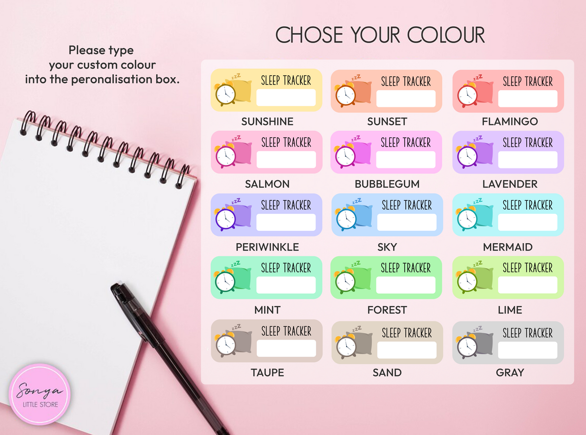 Sleep Tracker Planner Stickers Write on Box Sleep Nigh Time Routine Bullet Journal Sticker Sheet