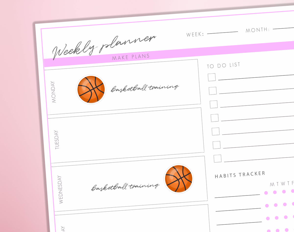 Basketball Planner Stickers | Sport Training Basketball Journal Diary Sticker Sheet