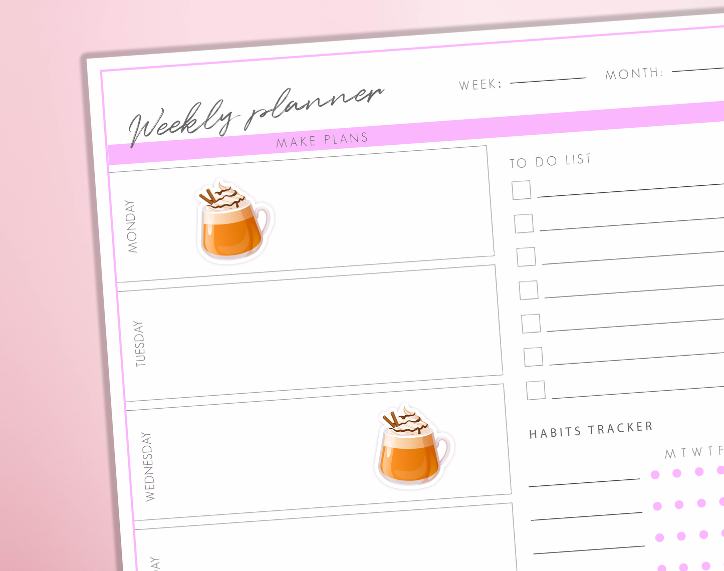 Pumpkin Spice Latte Planner Stickers | Autumn Cosy Coffee Mug Latte Journal Diary Sticker Sheet