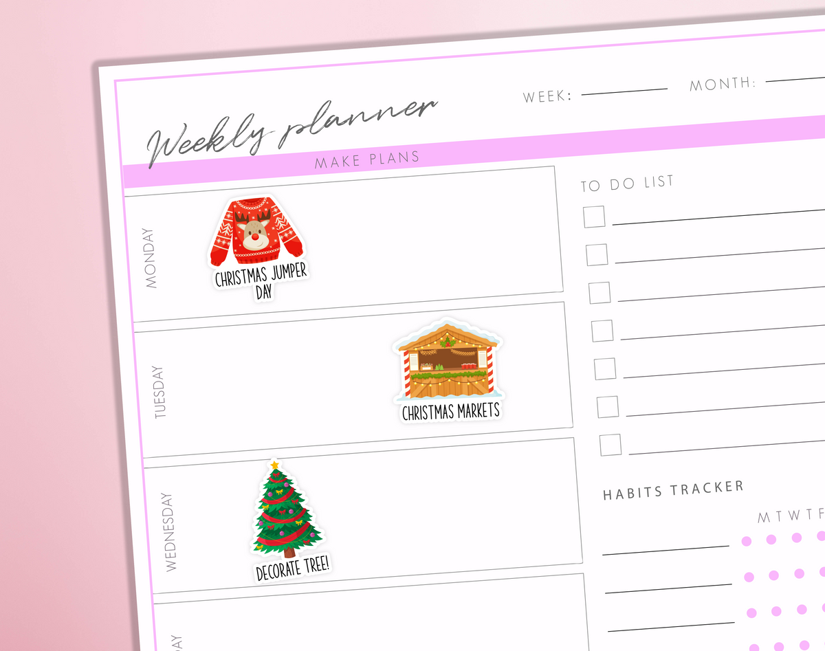 Christmas Bucket List To do List Activities Festive Cookies Holiday Bullet Journal Sticker Sheet