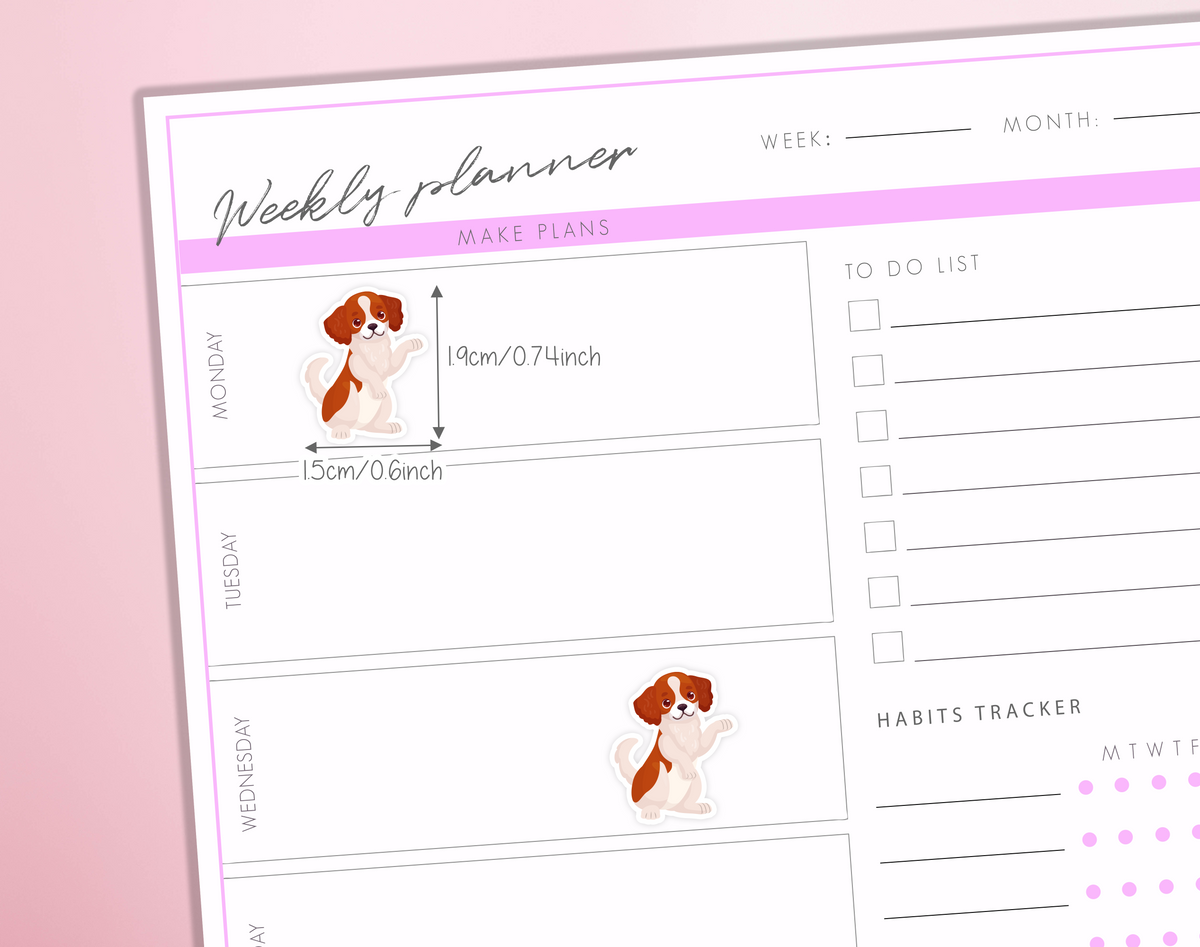 Cute Dog Planner Stickers Adorable Puppy Pet Care Walking Reminder Bullet Journal Diary Sticker Sheet