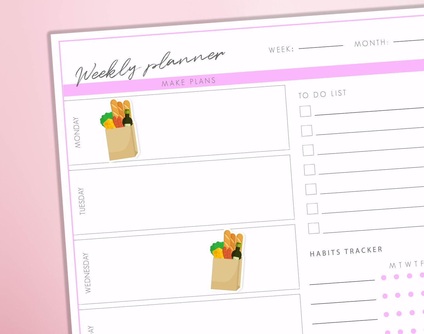 Food Shopping Planner Stickers Grocery Shopping To do list Bullet Journal Diary Sticker Sheet