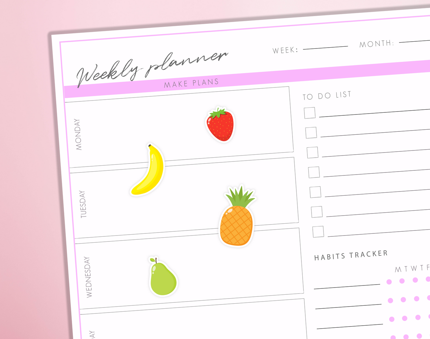 Fruit Planner Stickers Summer Tropical Fruit Healthy Diet Pineapple Strawberry Diary Sticker Sheet