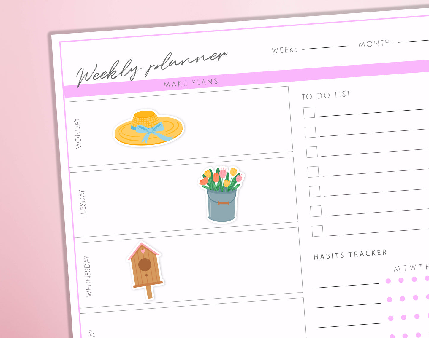 Spring Elements Planner Stickers | Spring Time Diary Flowers Journal Stickers Sheet