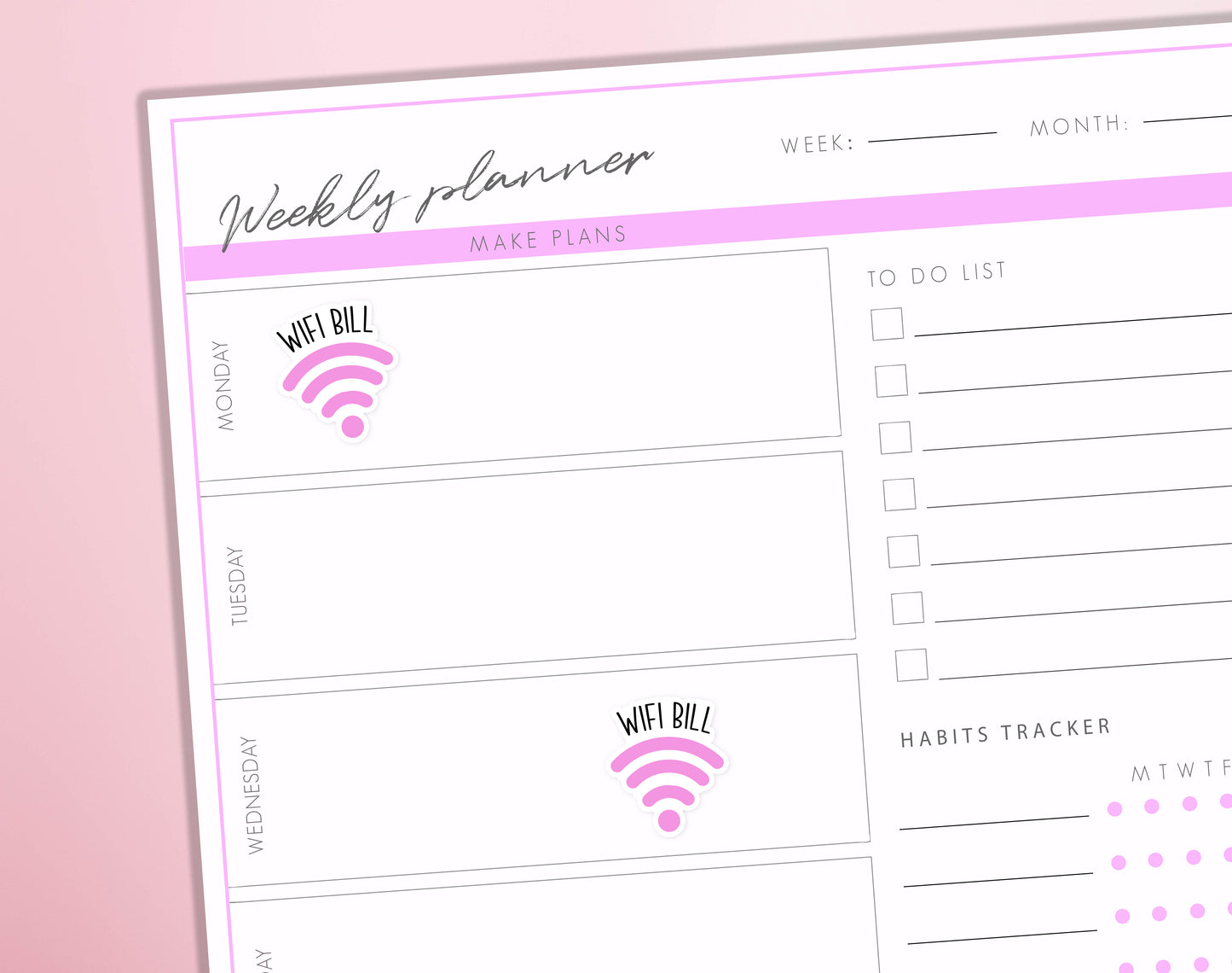 Wifi Bill Planner Stickers | Wifi Bill Reminder Stickers | Pay Bill Planner Stickers | Internet Bill Journal Diary Sticker Sheet
