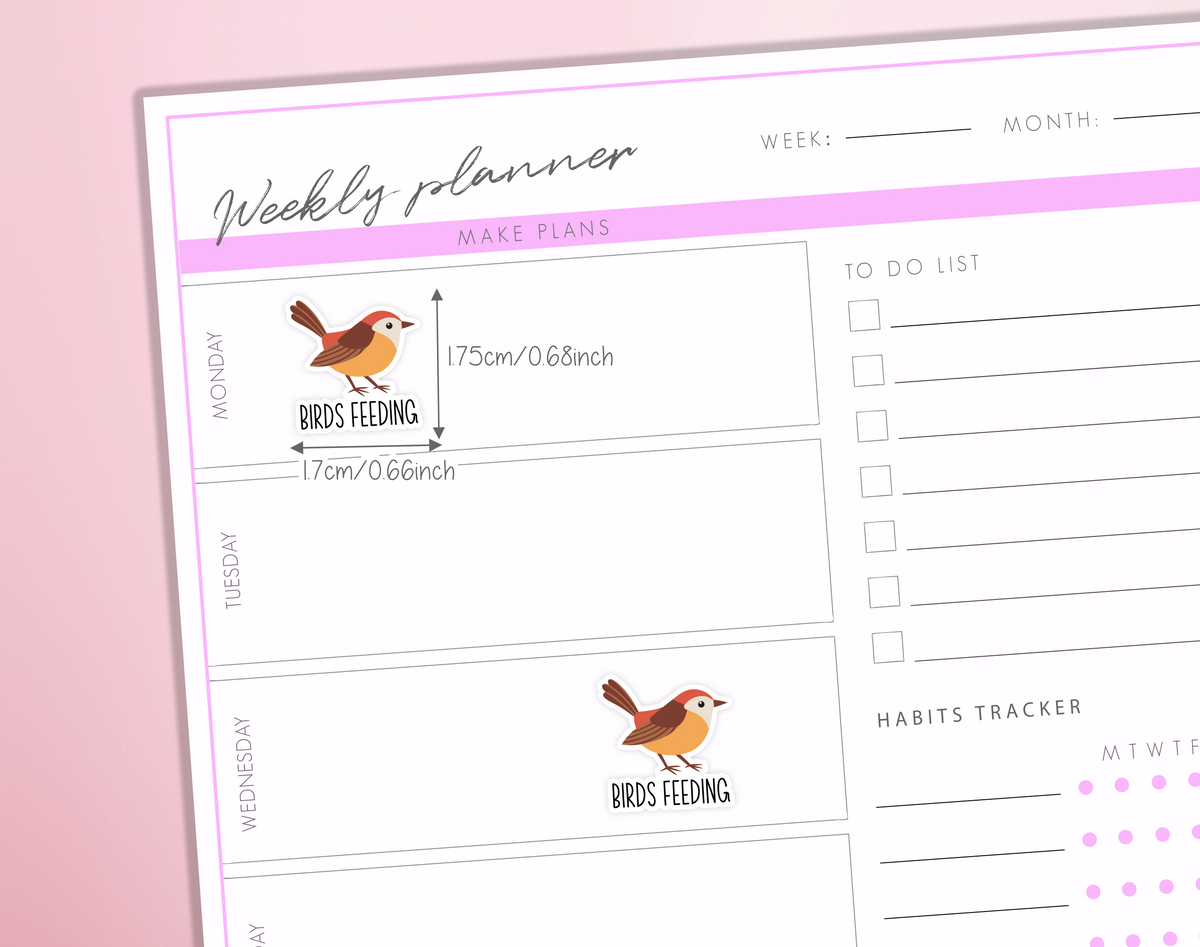 Birds Feeding Planner Stickers Animal Care Nature Feed Birds Reminder Bullet Journal Sticker Sheet