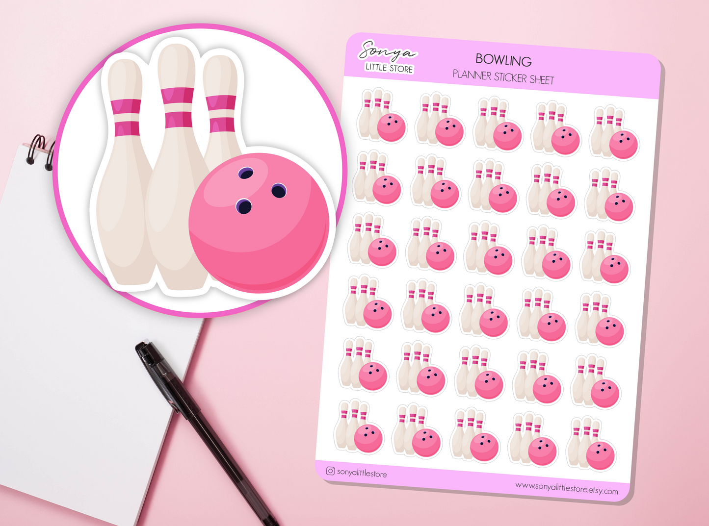 Bowling Planner Stickers Bowling Night Ten Pin Game Family Time Fun Free Time Sport Bullet Journal Sticker Sheet