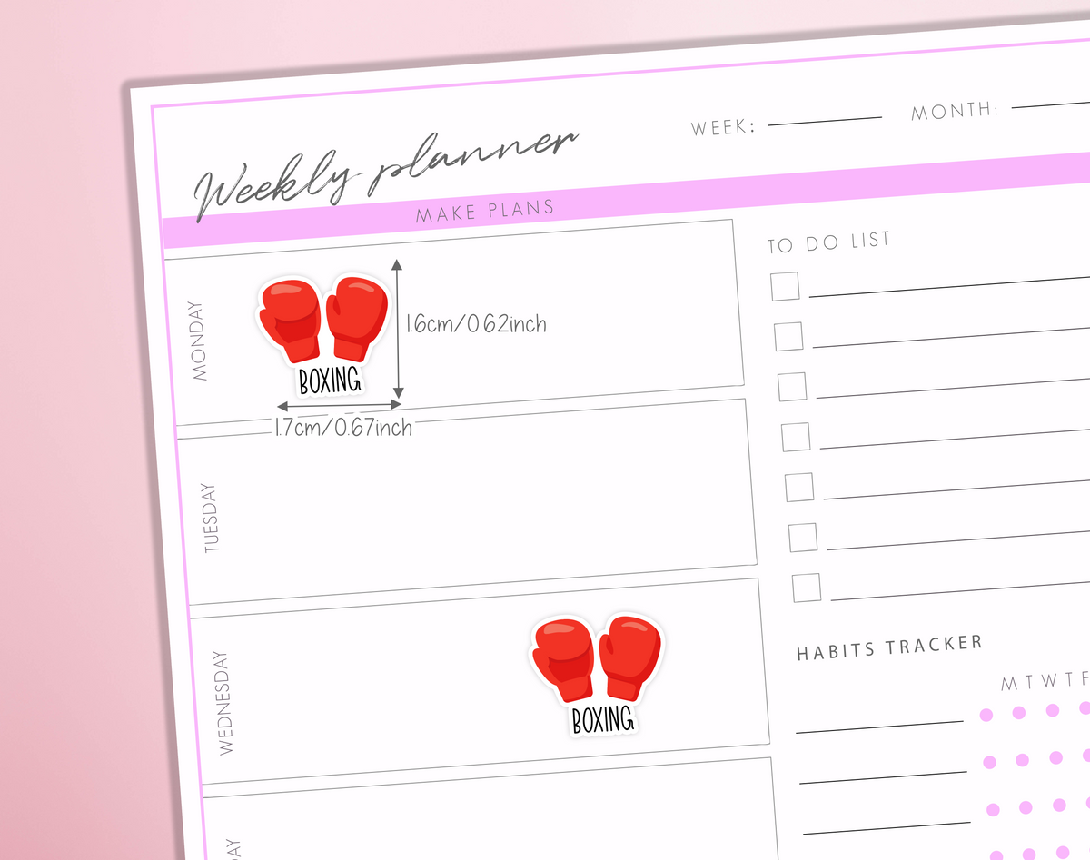 Boxing Planner Stickers Boxing Gloves Training Sport Fitness Exercise Match Bullet Journal Sticker Sheet