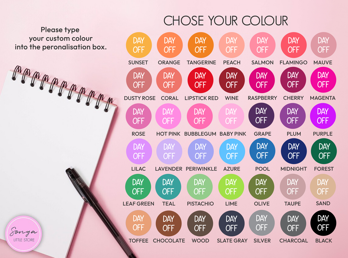 Day Off Circles Planner Stickers Functional Work Rest Day Custom Colour Bullet Journal Sticker Sheet
