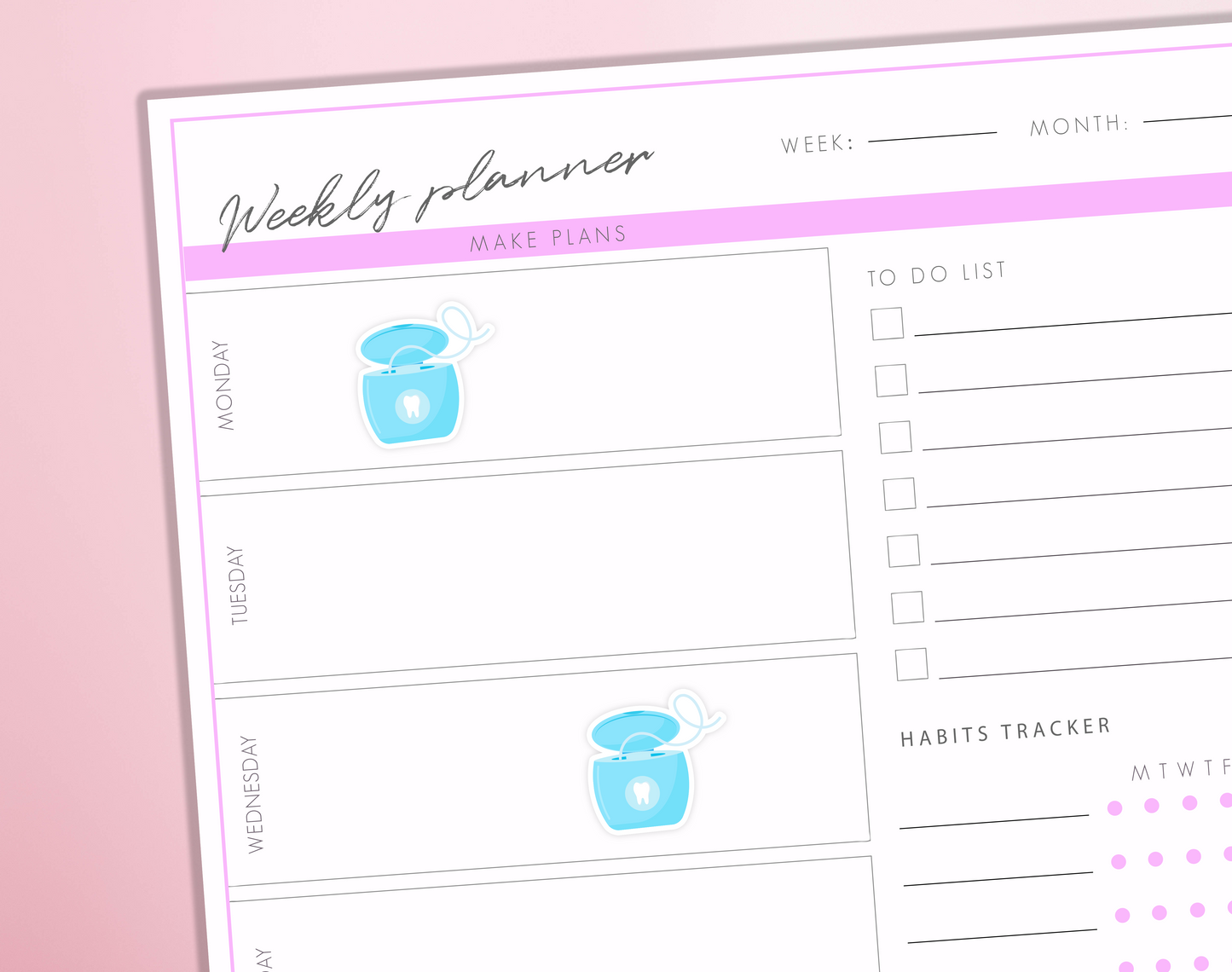 Dental Floss Planner Stickers Dental Floss Tracker Care Teeth Dentist Appointment Selfcare Hygiene Bullet Journal Sticker Sheet