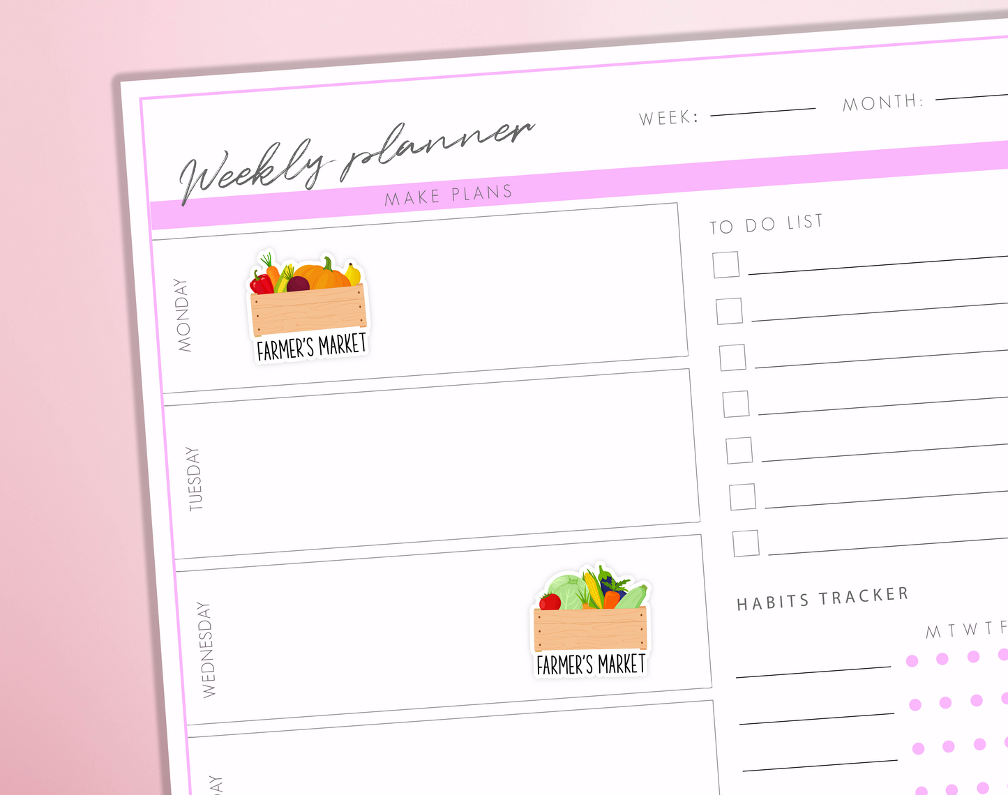 Farmers Market Planner Stickers Fruit Vegetable Shopping Local Handmade Farming Gardening Bullet Journal Sticker Sheet