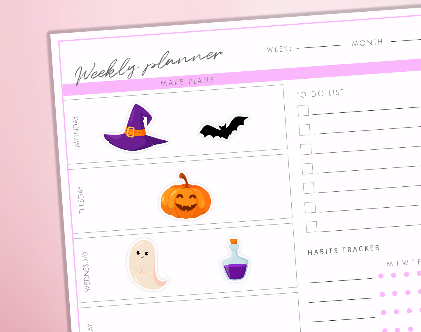 Halloween Collection Planner Stickers Pumpkin Ghost Spiderweb Witch Hat Autumn Spooky Season Trick or Treat Bullet Journal Sticker Sheet