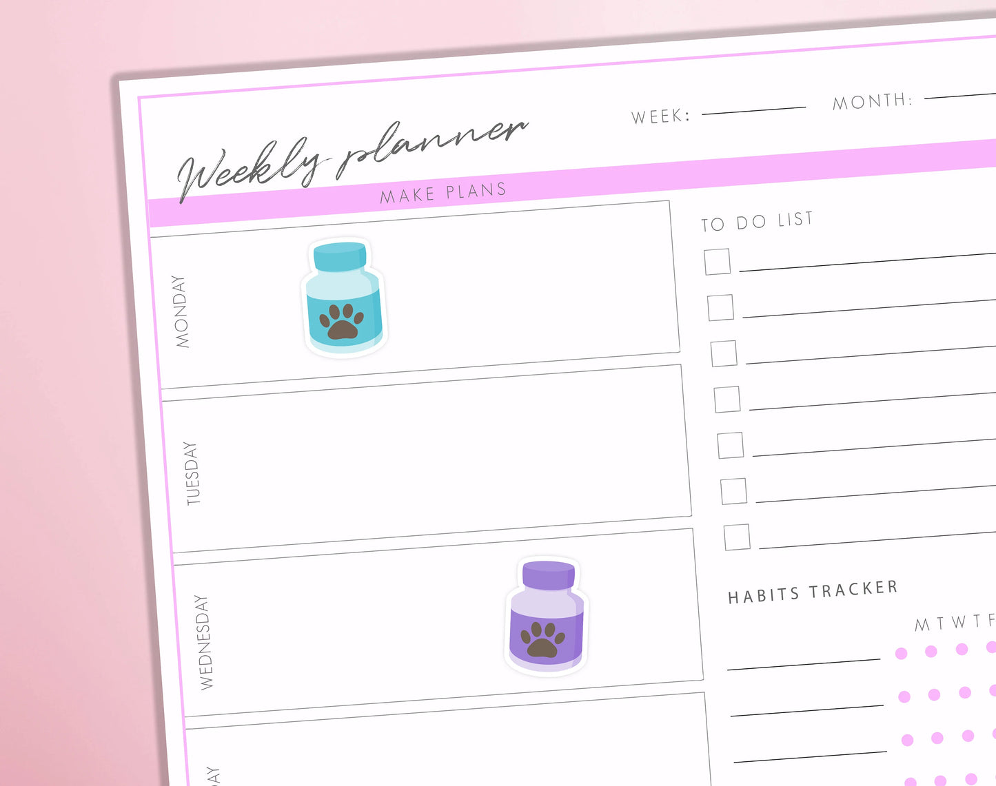 Pet Medicine Planner Stickers | Pet Flea Treatment Medication Reminder Journal Diary Sticker Sheet