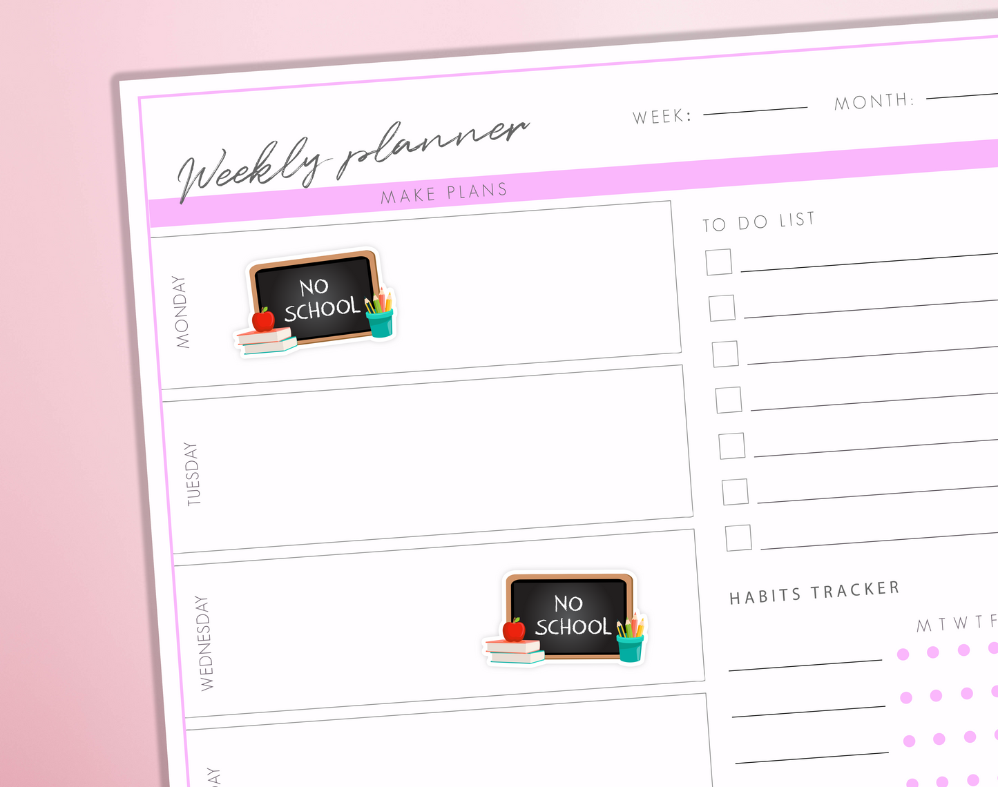 No School Planner Stickers School University College Education Chalkboard Books Bullet Journal Sticker Sheet