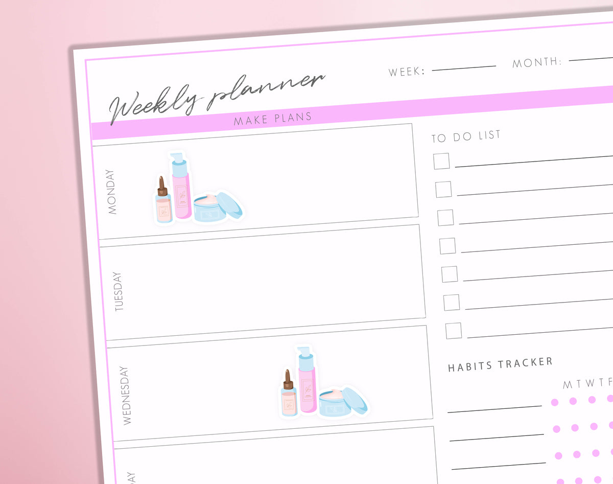 Skincare Planner Stickers Routine Selfcare Beauty Face Wash Diary Sticker Sheet