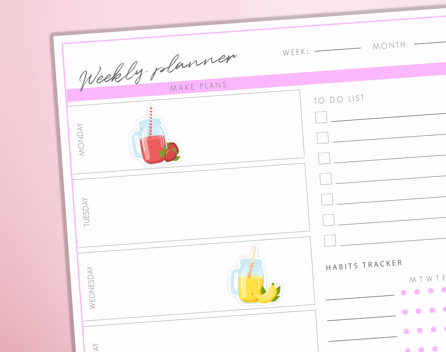 Fruit Smoothie Drinks Planner Stickers | Fruit Juice Healthy Smoothie Drinks Stickers | Journal Diary Sticker Sheet