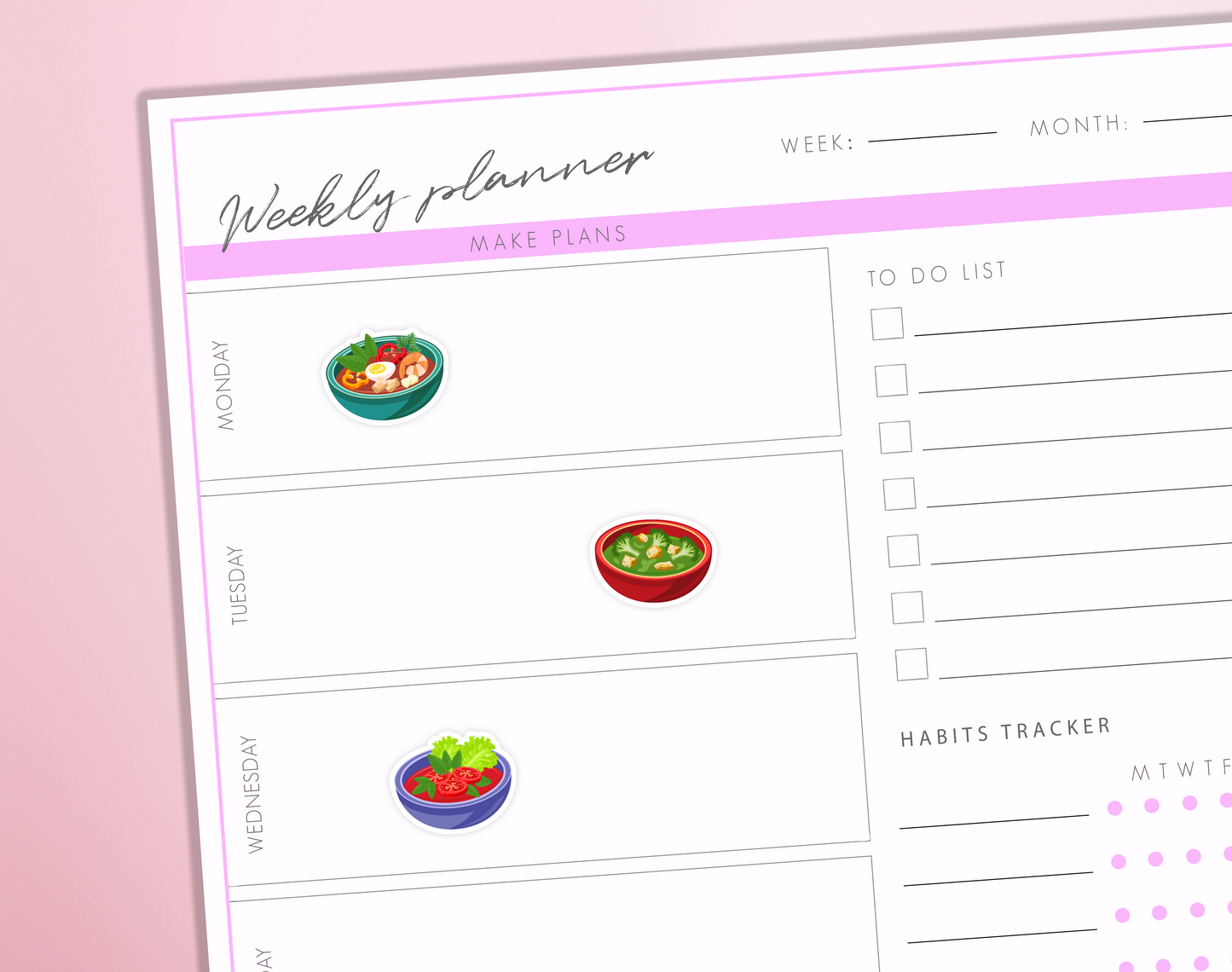 Bowls Of Soups Planner Stickers Ramen Soup Healthy Diet Cooking Food Hot Meal Lunch Dinner Bullet Journal Sticker Sheet
