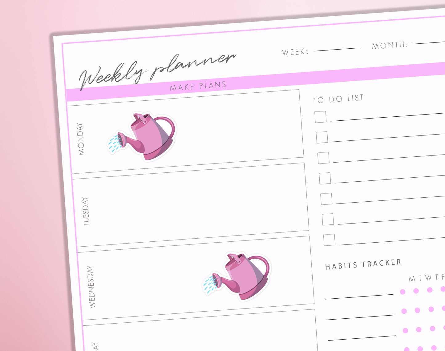 Watering Can Planner Stickers | Water Plants Stickers | Gardening Planner Stickers | Flower Jouranl Diary Sticker Sheet