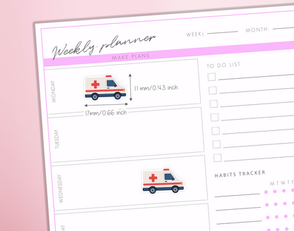 Ambulance Plannner Stickers Medical Appointment Hospital Visit Doctor Healthcare Worker Journal Sticker Sheet