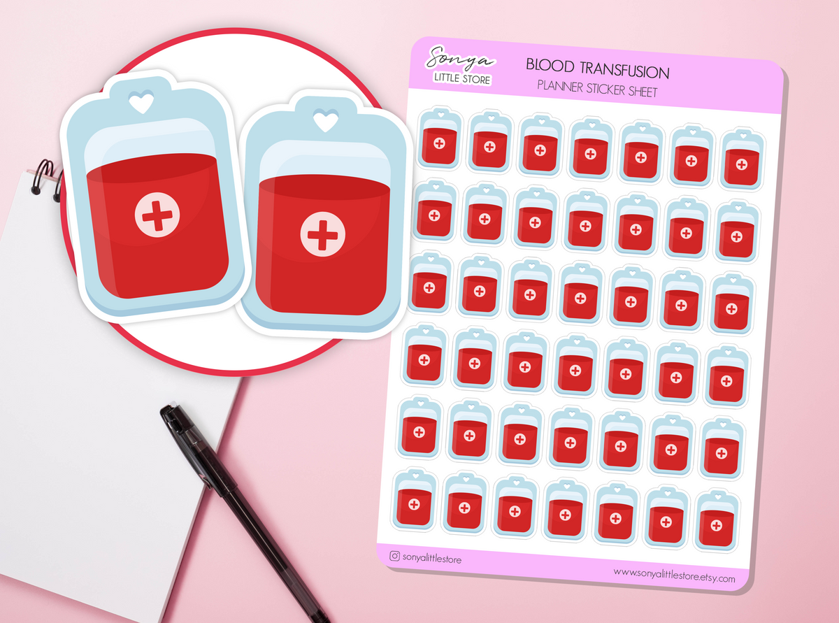 Blood Transfusion Planner Stickers Donate Donor Medical Hospital Health Care Reminder Bullet Journal Sticker Sheet