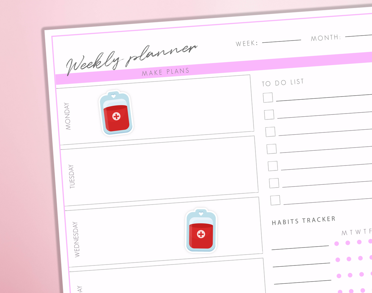 Blood Transfusion Planner Stickers Donate Donor Medical Hospital Health Care Reminder Bullet Journal Sticker Sheet