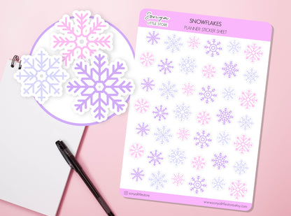 Snowflakes Planner Stickers Winter Diary Journal Sticker Sheet