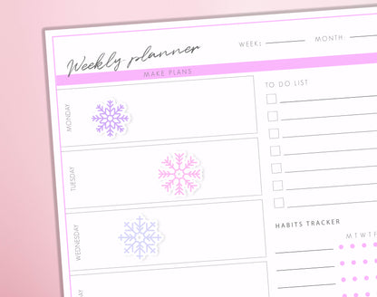 Snowflakes Planner Stickers Winter Diary Journal Sticker Sheet