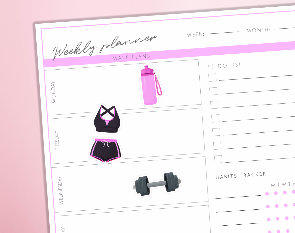 Gym Workout Planner Stickers | Fitness Journey Workout Training Journal Diary Sticker Sheet