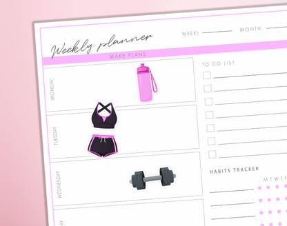 Gym Workout Planner Stickers | Fitness Journey Workout Training Journal Diary Sticker Sheet