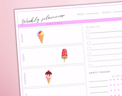 Ice Cream Planner Stickers Summer Sweet Treats Gelato Journal Diary Sticker Sheet