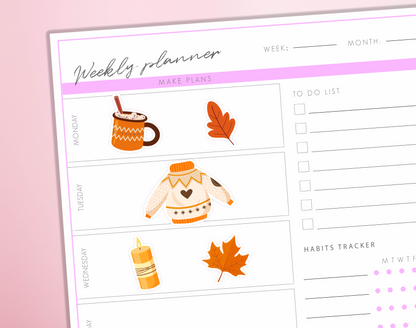 Cosy Autumn Fall Planner Stickers | Autumn Leaves Stickers | Fall Season Journal Diary Sticker Sheet