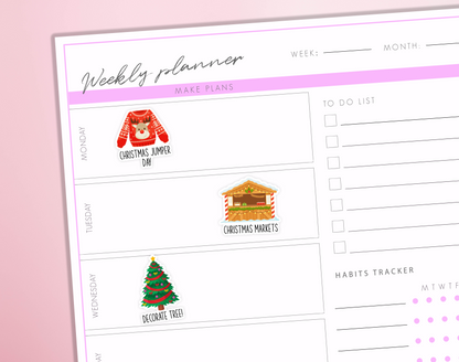 Christmas Bucket List To do List Activities Festive Cookies Holiday Bullet Journal Sticker Sheet