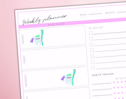 Dental Care Planner Stickers | Cute Tooth Toothpaste and Toothbrush Dentist Reminder Stickers Journal Diary