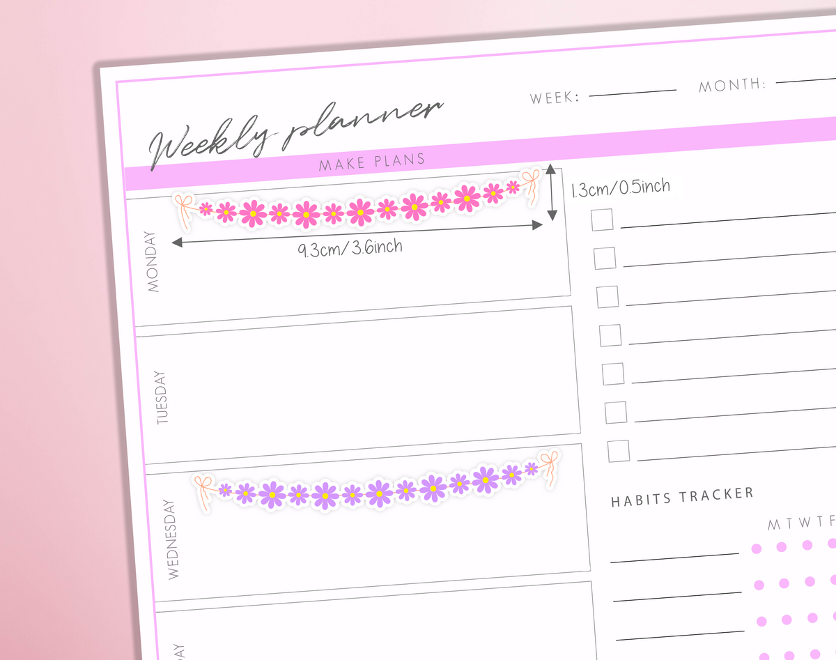 Flower Garland Planner Stickers Floral Spring Dividers Borders Bullet Journal Decorative Sticker Sheet
