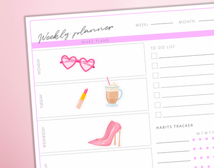 Girly Vibes Pink Planner Stickers SelfCare Make up Bullet Journal Diary Sticker Sheet