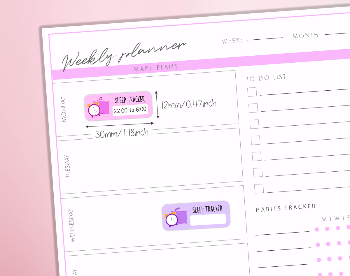 Sleep Tracker Planner Stickers Write on Box Sleep Nigh Time Routine Bullet Journal Sticker Sheet