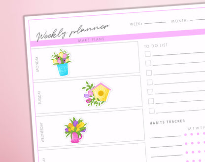 Spring Flowers Planner Stickers Season Time Journal Diary Sticker Sheet
