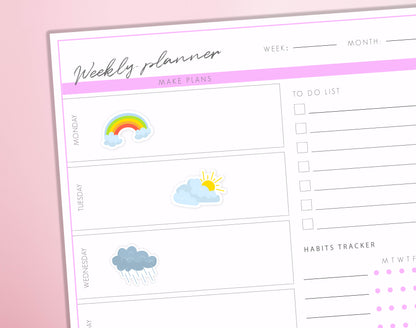 Weather Icons Planner Stickers Weather Tracker Sunny/Cloudy/Rainy Forecast Journal Diary Sticker Sheet
