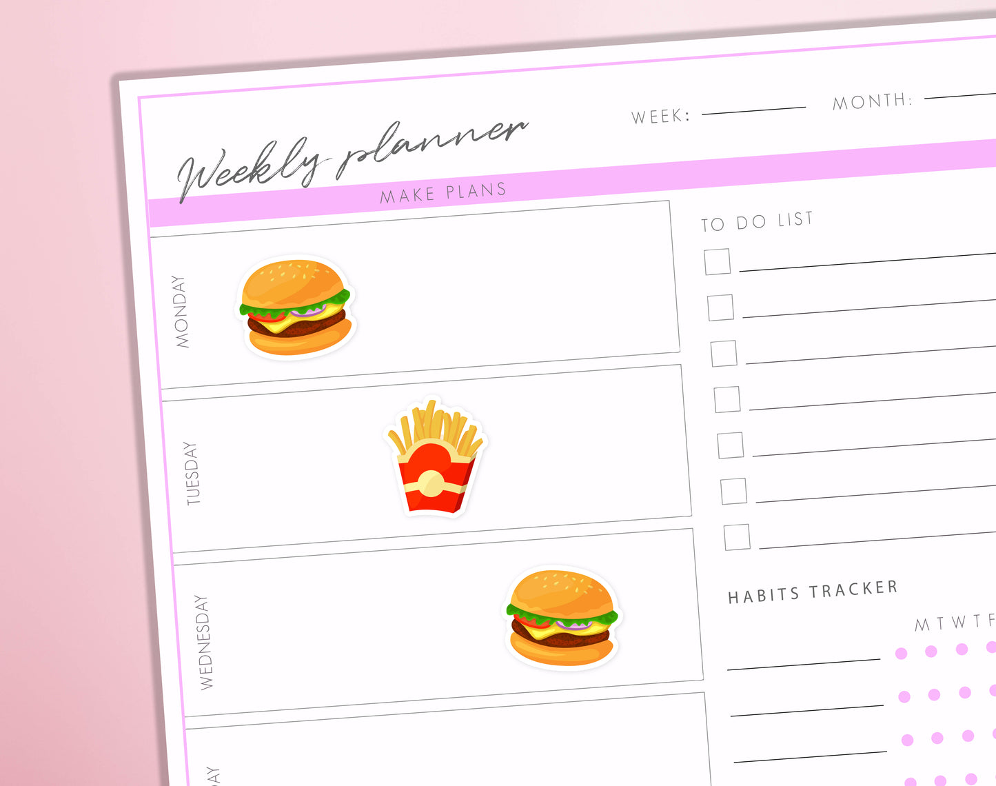 Burger and Fries/Chips Planner Stickers | Fast Food Junk Takeaway Stickers Cheat Day Journal Diary Sticker Sheet