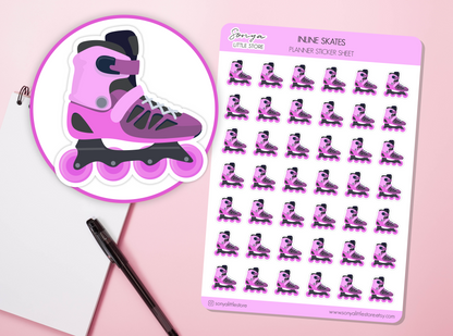 Inline Skates Planner Stickers Sport Fitness Roller Skating Exercise Free Time Bullet Journal Sticker Sheet