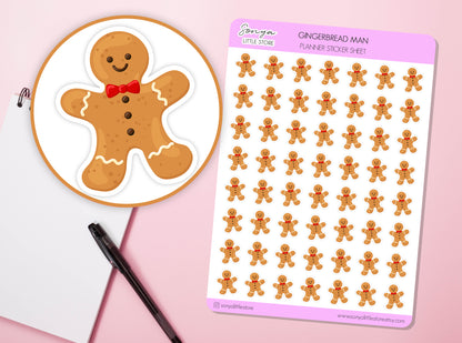 Gingerbread Man Planner Stickers Christmas Festive Cookies Baking Bullet Journal Diary Sticker Sheet
