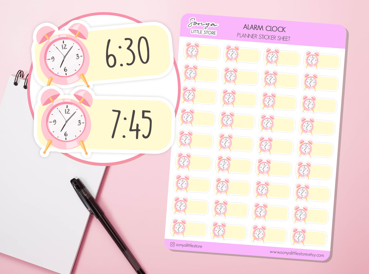 Alarm Clock Planner Stickers Wake up Reminder Sleep Tracker Watch Clock Journal Diary Sticker Sheet