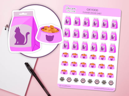 Cat Food Planner Stickers | Pet Care Buy Cats Food Reminder Bullet Journal Diary Sticker Sheet