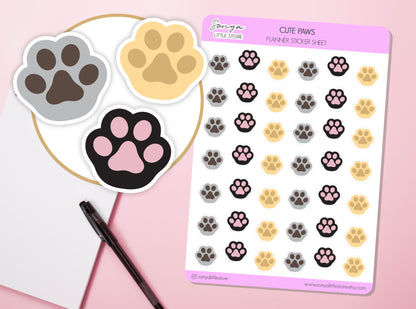 Cute Paw Planner Stickers | Cat/Dog Paw Print Stickers Pets Care Animal Bullet Journal Sticker Sheet