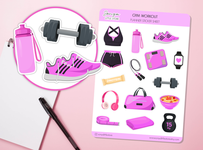 Gym Workout Planner Stickers | Fitness Journey Workout Training Journal Diary Sticker Sheet