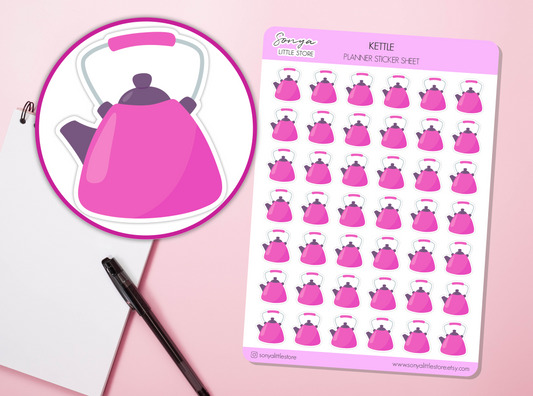 Kettle Planner Stickers Tea Pot Coffee Drink Making Bullet Journal Diary Sticker Sheet