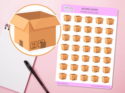 Moving Boxes Planner Stickers Empty Boxes Packaging Delivery Journal Diary Sticker Sheet