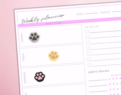 Cute Paw Planner Stickers | Cat/Dog Paw Print Stickers Pets Care Animal Bullet Journal Sticker Sheet