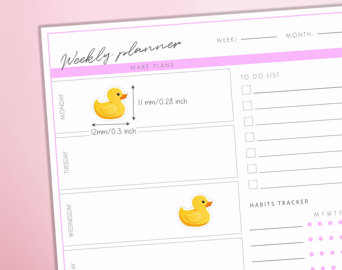 Rubber Duck Planner Stickers Bath Time Tracker Self Care Icons Diary Bullet Journal Sticker Sheet