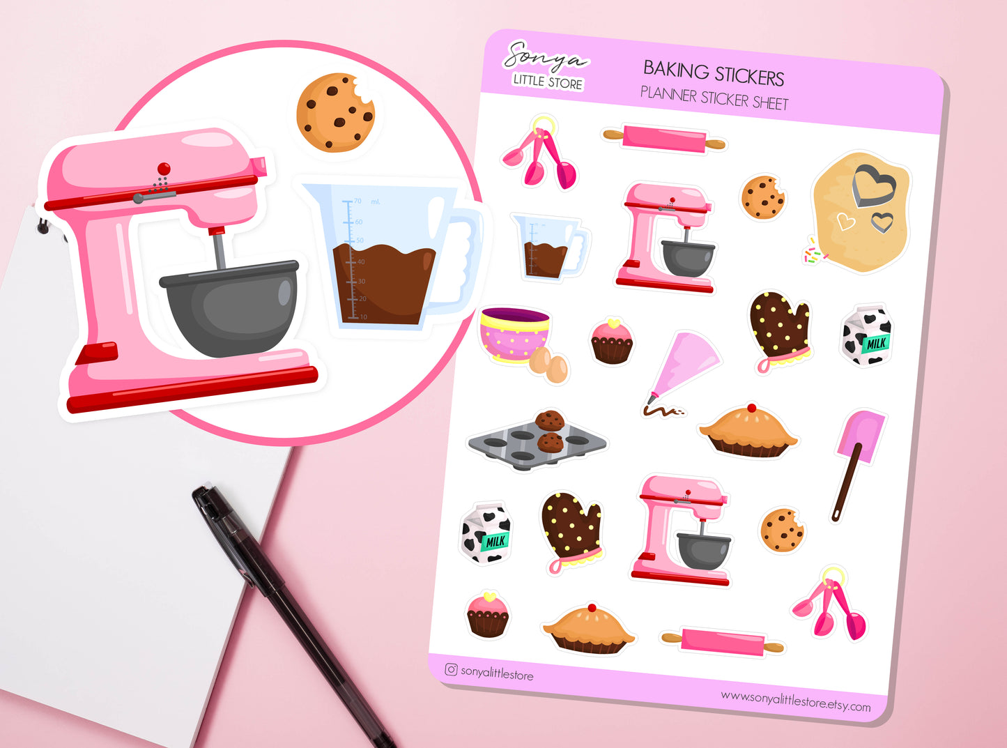 Cute Baking Planner Stickers Baking Cake Set Tools and Ingredients Bullet Journal Diary Sticker Sheet